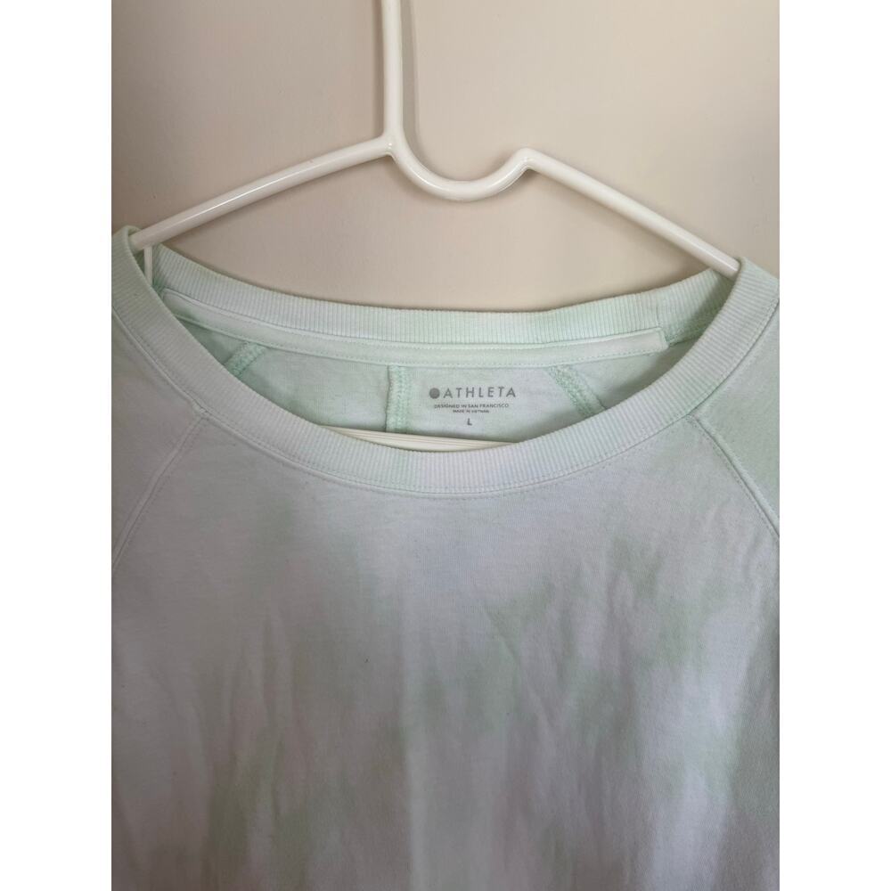ATHLETA Mint Green/White Tie-Dye Sundown Crewneck Pullover Cotton Lounge Casual - Picture 4 of 11